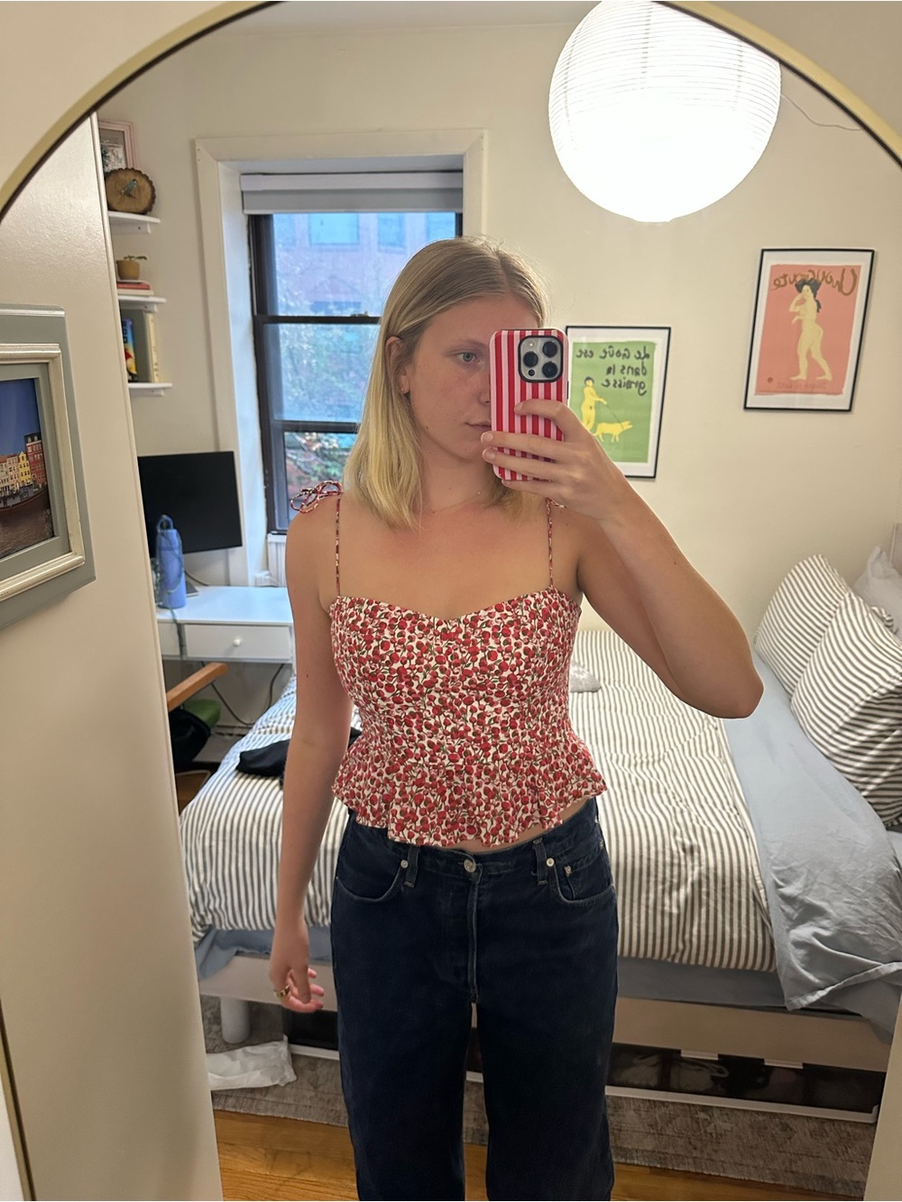 J Crew Red Floral Peplum Cami Top